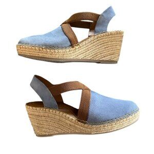 Born Blue Suede Wedge Sandal  42